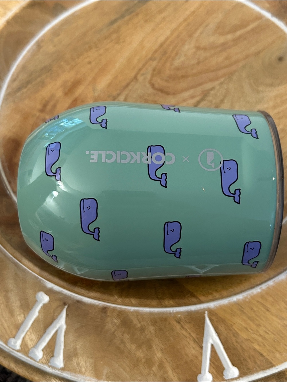 Corkcicle x vineyard vines Stemless Wine Cup Whales Repeat pattern in Capri Blue - Picture 5 of 8